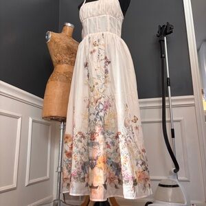 Commense Square Neck Floral Midi Dress